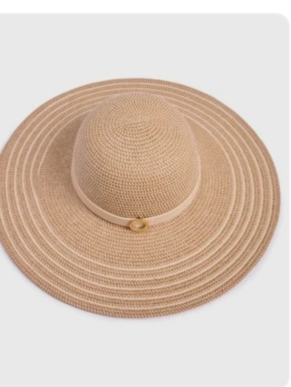 INC International Concepts Wide-Brim Straw Sun Hat in Beige with Ribbon - Picture 2 of 2